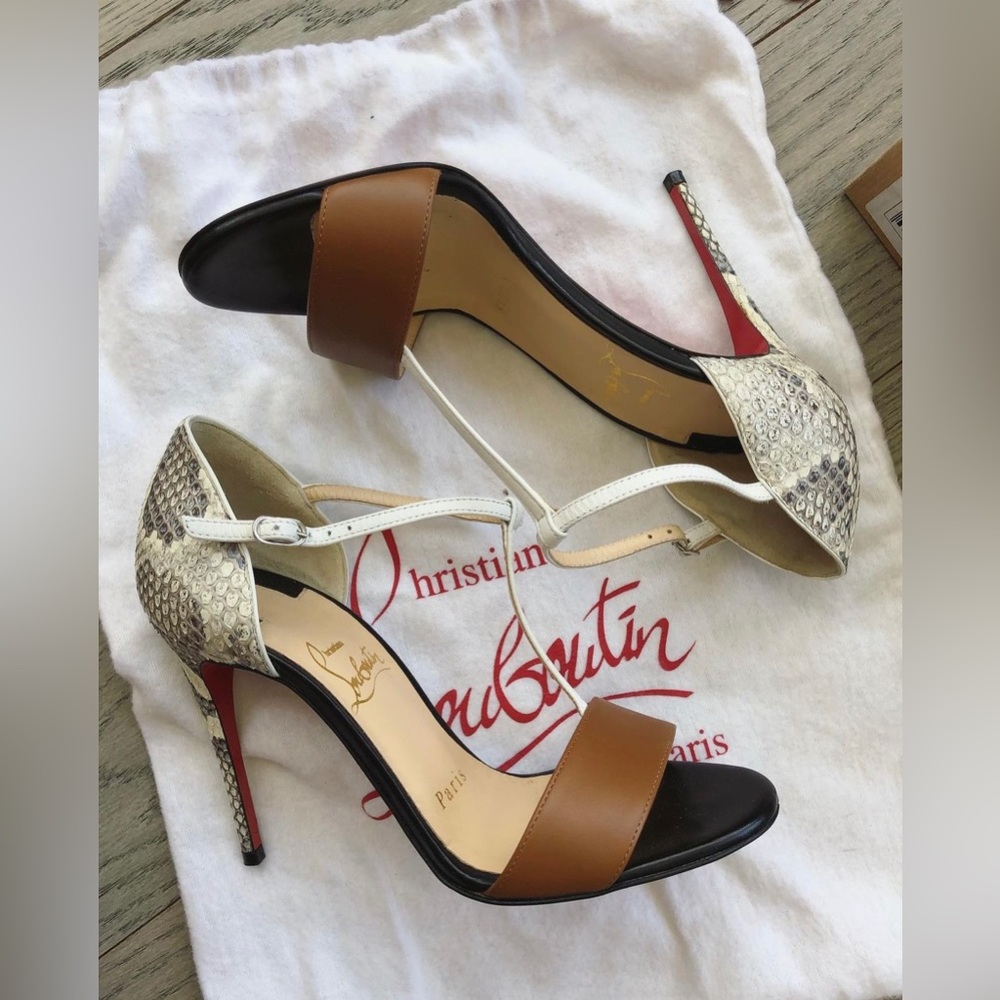 Christian Louboutin True Blue Python Sandals Size… - image 1